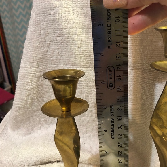 Vintage cracked glass and spiral brass candleholders made in India - Picture 9 of 12